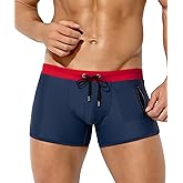 Arjen Kroos Men's Swim Briefs Quick Dry Square Leg Swimsuit Beach Trunk Swimwear with Pockets