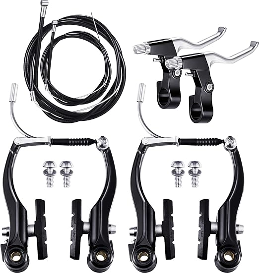 Complete Bike Brake Set, Black Front and Rear Bike MTB Hybrid Brake