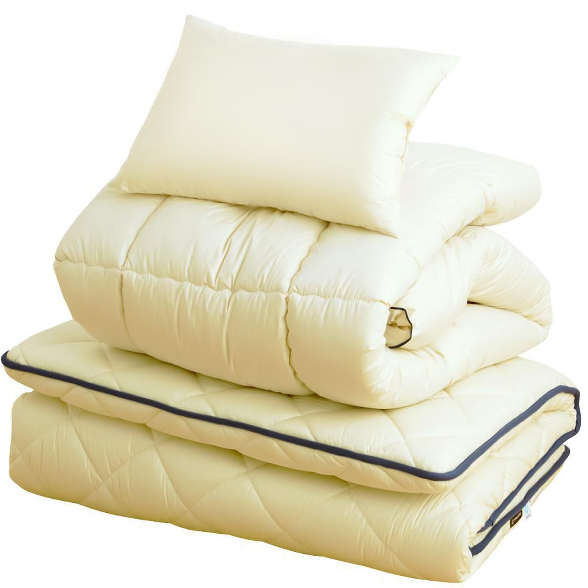 お布団工房 日葵 布団セット 3点セット シングル アイボリー 日本製 羊毛 明治創業のものづくり 自社製造の固綿で腰ラク 防ダニ 抗菌 防臭 吸汗 速乾 コンパクト梱包 アプロディーテ商品画像