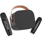 Mini Karaoke Machine for Kids Adults,Portable Bluetooth Karaoke Speaker for Adults Kids with 2 Microphones for 6 7 8 9 10 11 12 Years Old Girls Boys Gifts Toys for Christmas Birthday,Black