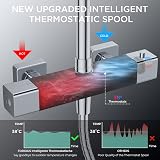 FORIOUS Thermostatic Shower Mixer Set Stainless Steel Bar Rainfall 25cm view 6