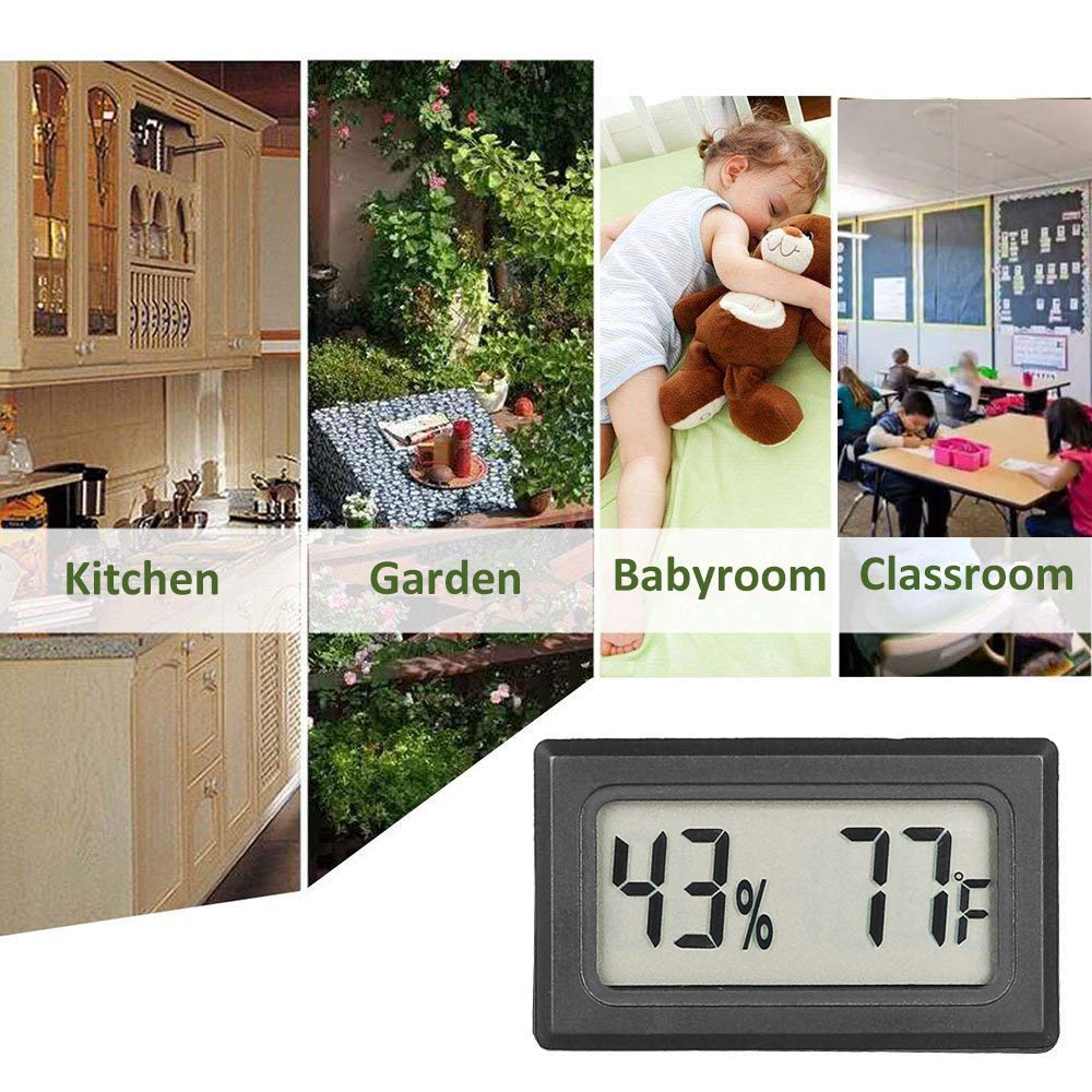 Quiklet Mini Digital Electronic Temperature Humidity Meters Gauge for Incubators Reptile and Humidors LCD Display Fahrenheit (℉) (1 Pack)