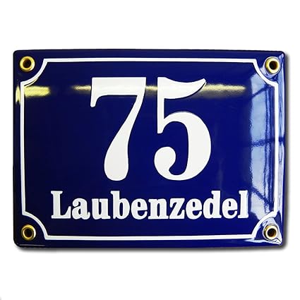 Hausnummer Hausnummernschild Emaille 12x17 cm mit Wunschstraßennamen und Nummer