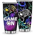 Jekeno Gamer Mug Tumbler Boys Gifts - Gaming Gamepad Presents for Kids Teens Men Son Dad Boyfriend Husband Father Easter Birthday Christmas Video Game Controller Cup 20oz Stainless Steel