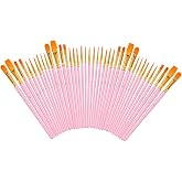 Soucolor Paint Brush Set &ndash;40Pcs Acrylic Watercolor Brush Multi-Size for Art | Round Pointed Tip for Acrylic Oil Watercolor Painting, Canvas Rock Body Face Nail Art Crafts, Pink