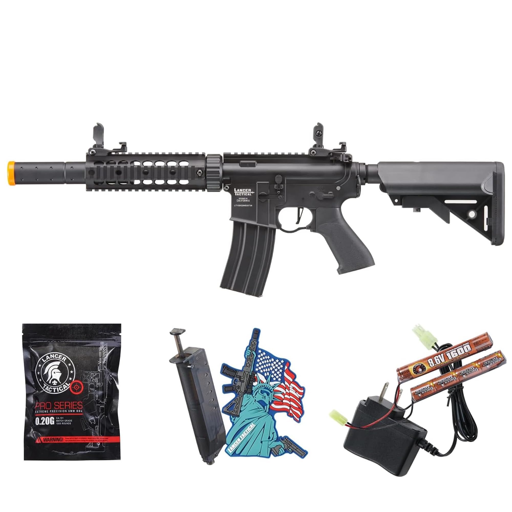 Lancer Tactical Gen 2 Proline Combo Pistola de rifle Airsoft AEG de acero completo SD M4 GEN 2 Gatillo rápido y Mosfet (batería y cargador incluidos)