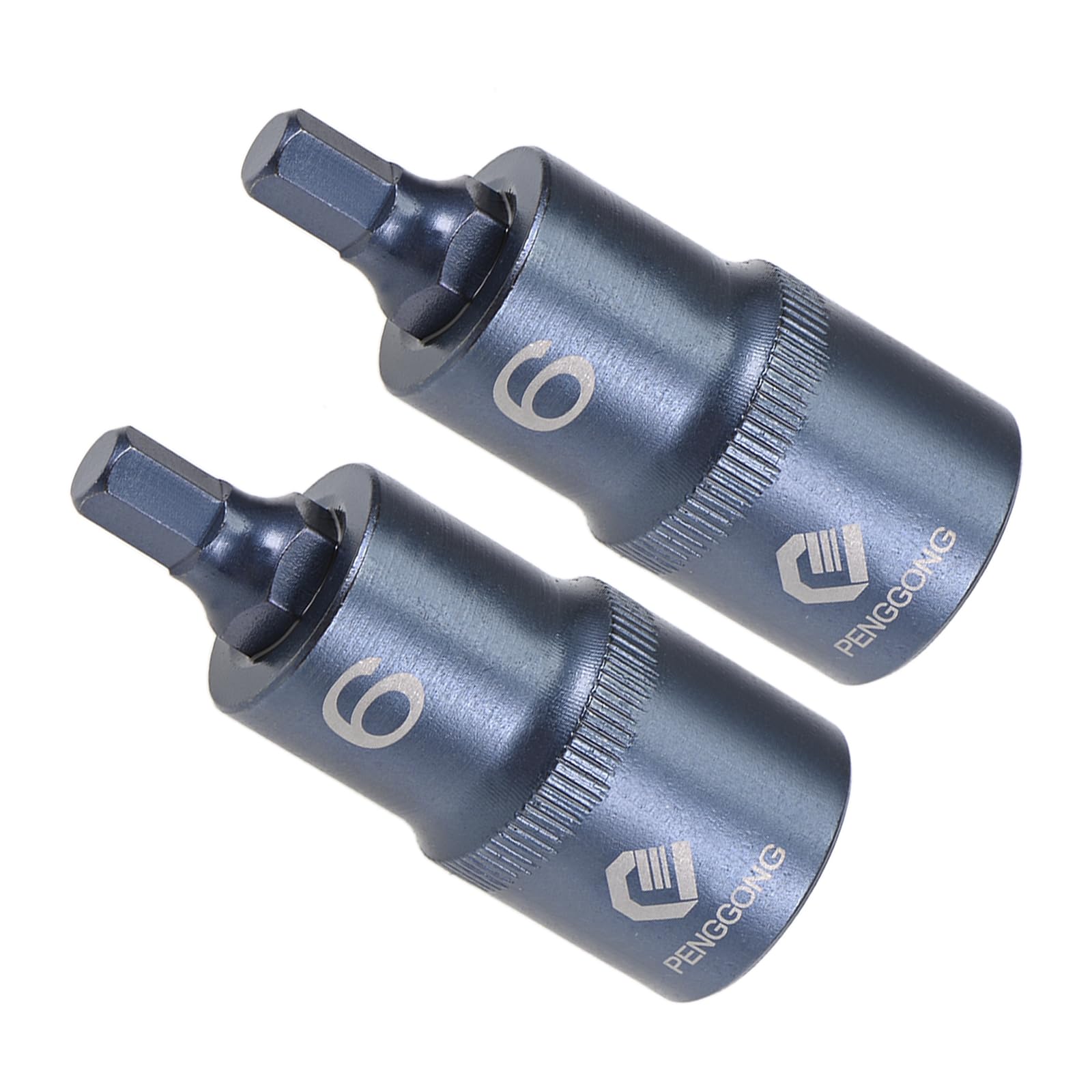 CoCud Hex Bit Socket, H6 Bit 1/2" Drive 2" Length, Star S2 Alloy Steel Cr-V Socket Blue - (Applications: for Fastener Application), 2-Pieces