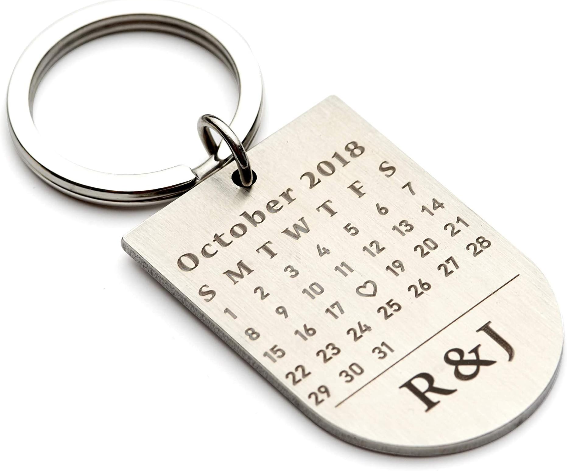 Personalized Calendar Keychain Anniversary Date Key Tag Engraved Gift for Him Husband Boyfriend