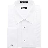 Milani Men's Tuxedo Shirt with French Cuffs 17", 34/35 White