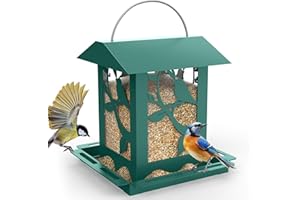 BONTHEE Retro Pagoda Bird Feeder for Outdoors - Metal Hanging Bird Feeder with Hook, Large Capacity Squirrel Resistant Design, Fun Garden Decoration for Cardinals, Bluebirds, Finches
