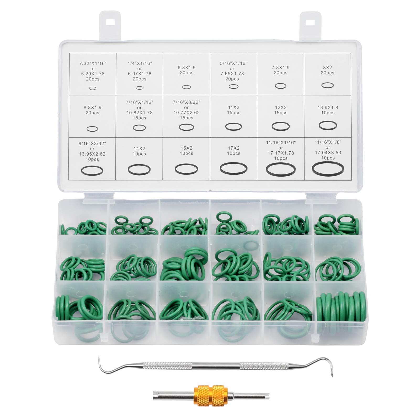 SPEEDWOX O Ring Assortment Kit 270 Pcs 18 Sizes Rubber O Ring with Valve Core Removal Tool and Double-ended Hook Sealing Gasket Washer Set for Faucet Tap Plumbing and Automotive Repair