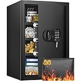 Mitlvge 23.62'' Tall Extra Large Home Safe Box, Safe with Fireproof Waterproof Document Bag, Digital Keypad and 3 Removable Steel Shelves, Security Box for Money Medicines Jewelry Valuables