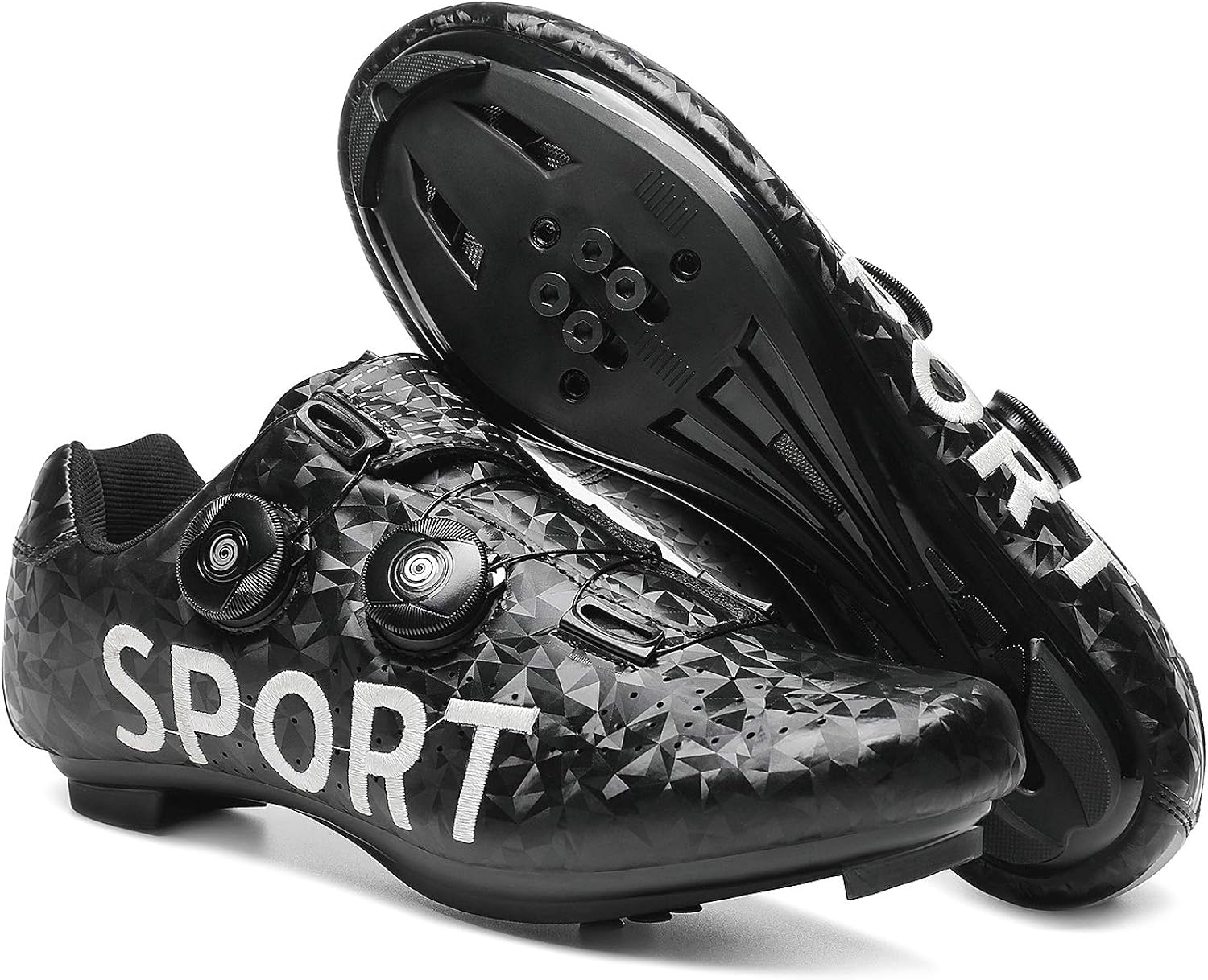 SDEQA Chaussures De Cyclisme VTT Hommes - Compatibles SPD 2 Boulons - Chaussures Vélo Montagne Respirantes