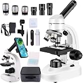 Woehrsh Compound MicroscopeWF10x and WF25x Eyepieces, Slides for Students, Home School Lab Microscope for Adults Suitable for Laboratory School (Bright White)
