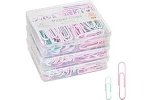 NEEWAY Colorful Paper Clips Assorted Sizes, Small and Large Paperclips, 210 Count, 3 Pack of 70 (Light Multicolor)