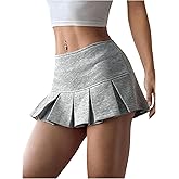 MakeMeChic Women's Low Waist Pleated Skirt A Line Y2k Going Out Mini Skirts