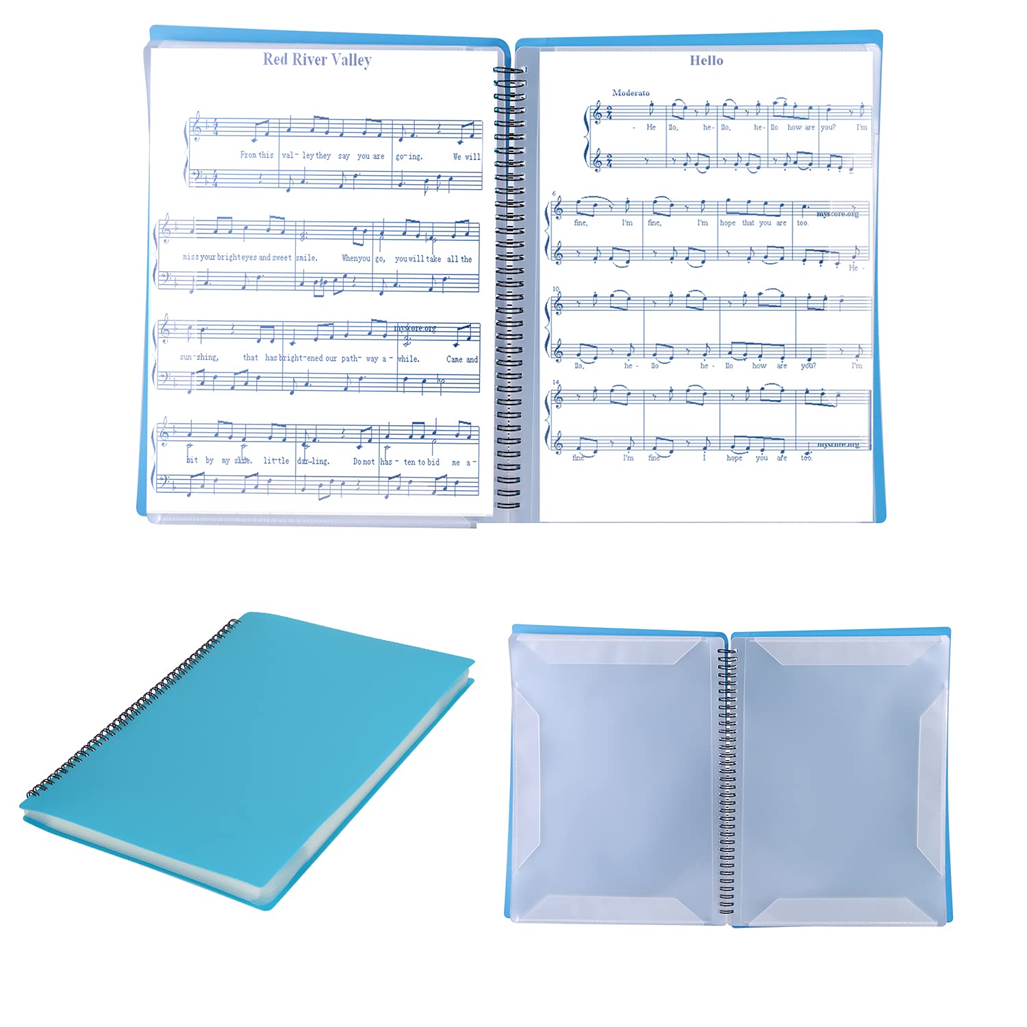 A4 Music File Folder 60 Pages Spiral Sheet Music Binder Organizer Plastic Choir Band Concert Piano Folder File Storage Organizer for Sheet Music, Drawings, Documents, Easy Editing
