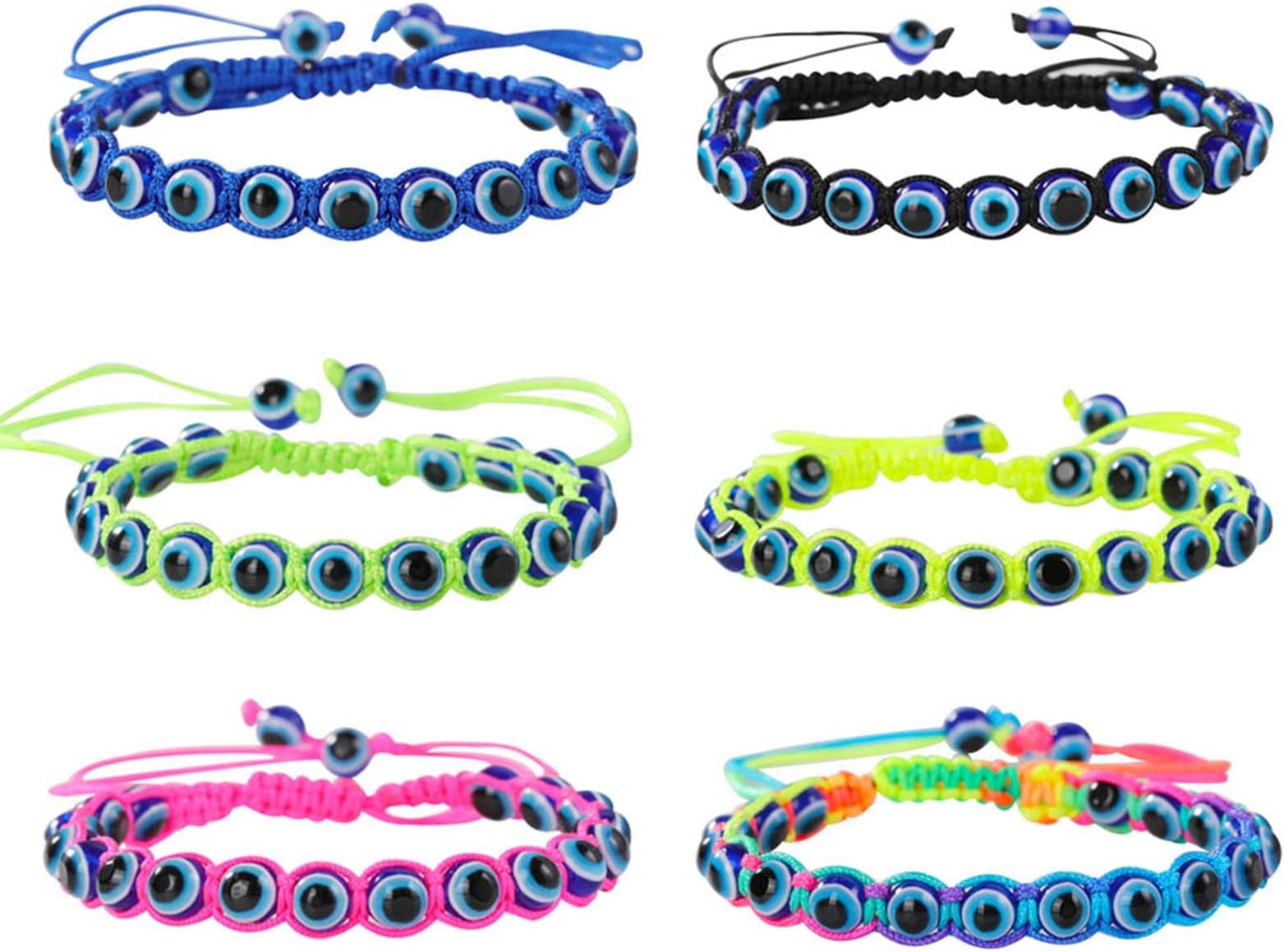 SUMMER LOVEPack Set Evil Eye Bead Bracelets Hand-Woven Ojo Turco Lucky Kabbalah Pink Black Blue Protection Nazar Evil Bracelet for Women Men