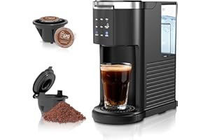 Kndko Single Serve Coffee Maker for Capsule and Ground Coffee, 6 to 14oz Brew Sizes, 40oz Removable Reservoir, Fast Brew, Compact Design, Travel Mug Friendly, Black