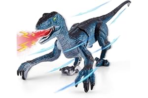Aotrytion Remote Control Dinosaur Toys for Kids, Dinosaur Toys for Boys Big Walking Velociraptor Dino with Light Sound and Spray Stream Birthday Gift Ideas for Boys and Girls 3-5 4-7 Year Old
