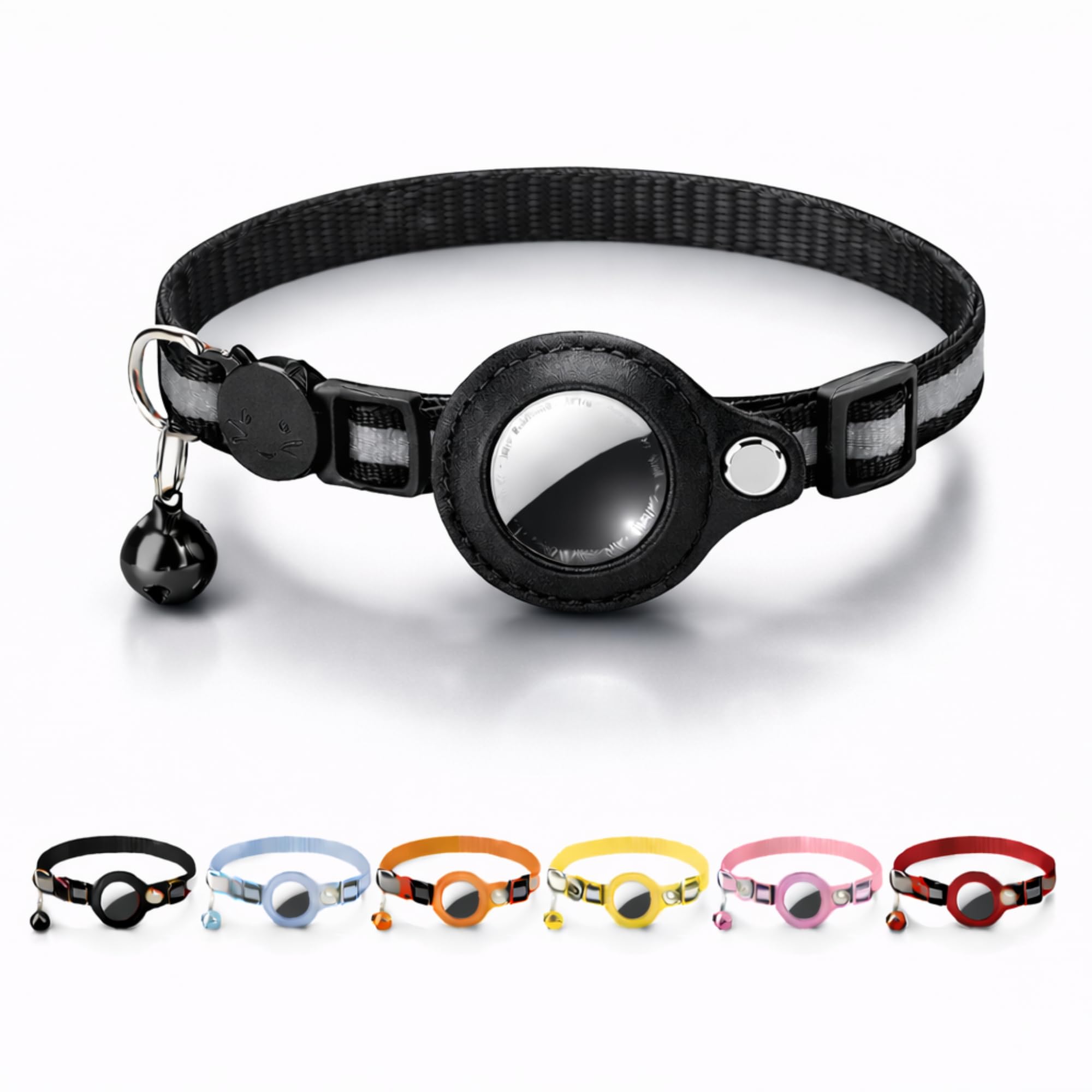 AirTag Cat Collar – Reflective Breakaway Collar with Bell – Adjustable, Soft Nylon – Compatible with Apple AirTag – Pet Tracker Holder (AirTag Not Included) — image 1