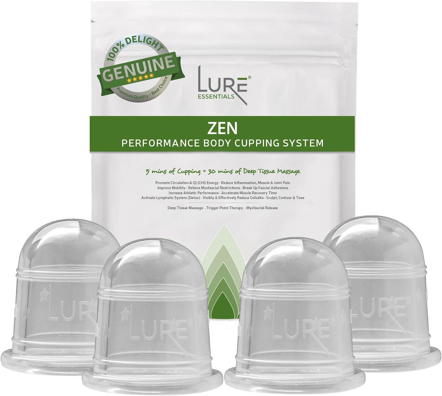 Cupping Massage Set with FREE Cupping e-Book - the Most Recommended Chinese Therapy, Fascia Release, Trigger Point, Pain Relief, Cellulite - Professional Grade - 4 Cups 1.5" Small: Health & Personal Care