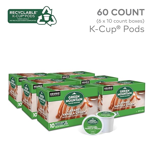 GREEN MOUNTAIN COFFEE ROASTERS CARAMEL VANILLA CREAM, KEURIG SINGLE SERVE K-CUP PODS, LIGHT ROAST COFFEE, 12 COUNT