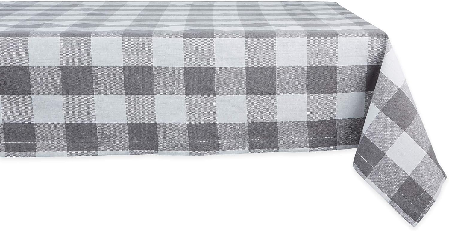DII Buffalo Check Collection Classic Table Cloth, 60 x 104 cm, Grey & White — image 1