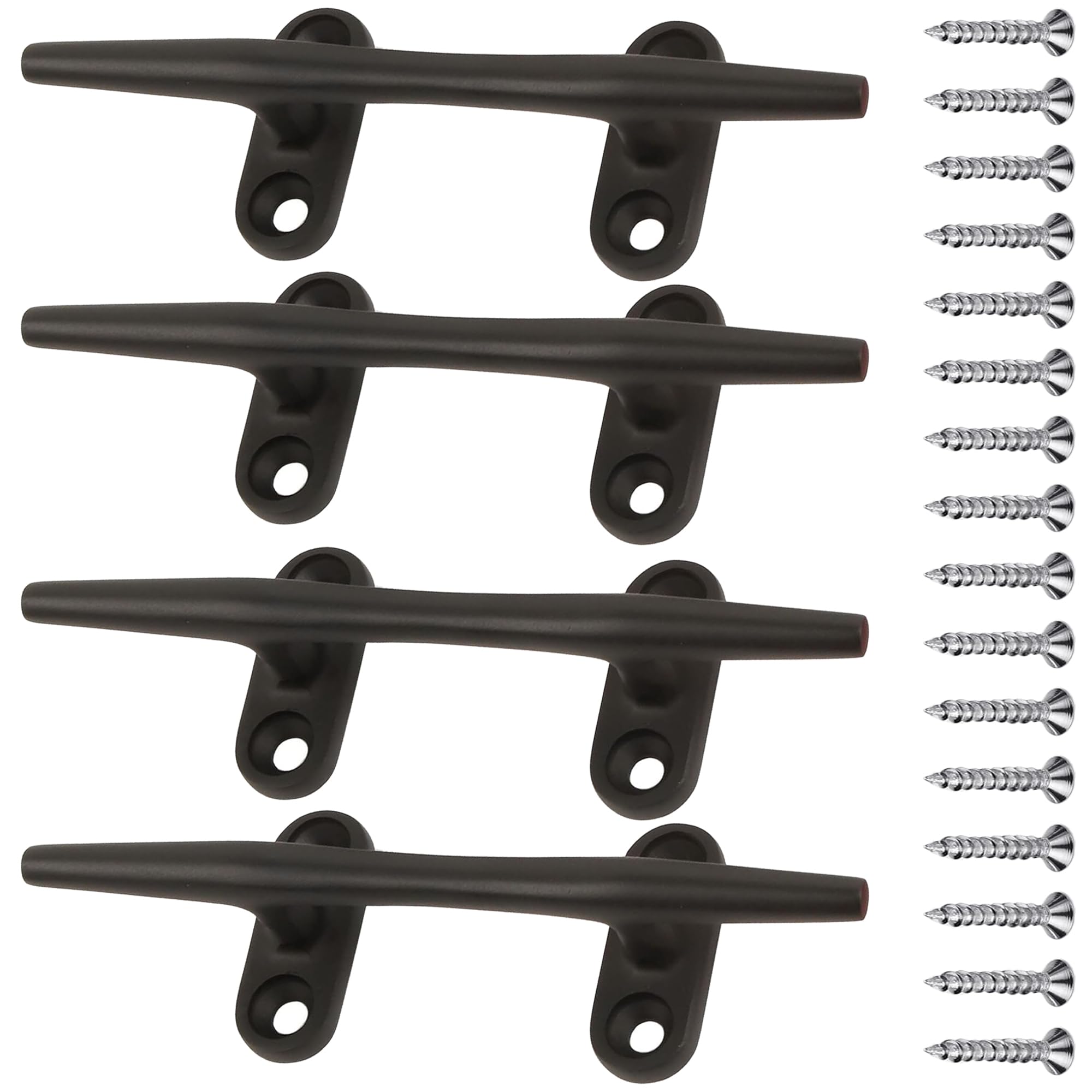 Photo 1 of Laorde Boat Cleat 4 inch 5 inch 6 inch 8 inch 10 inch Open Base 316 Stainless Steel Dock Cleat Marine Grade Rope Cleat with Fasteners for Kayaks, Nautical Decor (Black 6 inch 4 Pack)