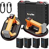 TorqTac 10" Electric Vacuum Suction Cups, Heavy Duty, 662 LBS Max Load | Tile Suction Cups Lifter with 4X 3000mAh Batteries, Auto Start Pump, Digital Display, for Lifting Glass, Tile, Granite, Metal
