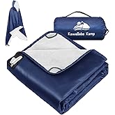 KawaGebo Kamp Fleece Waterproof Outdoor Blanket - Windproof Stadium Blanket for Camping, Picnics, and Sports Stay Dry and Comfortable 80"x 58"(Hoodeed, Blue)