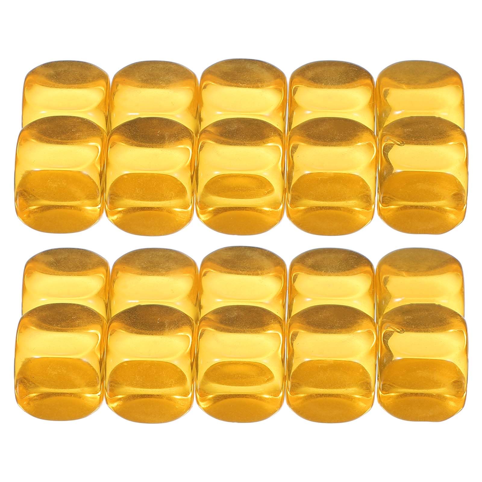 PATIKIL 16 mm Clear Acrylic Dice Blank, 100 Pcs Standard Game Dice Rounded Corner with Smoothed Surface Six Sided for Board Games Teaching, Yellow