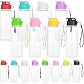 16 Pack Plastic Water Bottles Colorful Bulk with Handle Strap, 17oz Sports Water Bottles Reusable Drinking Cups Lightweight Leakproof Flip Top Bottle for Adults Gym Fitness Outside Sports (8 Colors)