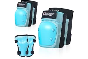 MammyGol Knee Pads Elbow Pads Wrist Guards set 6 in 1 for Kids Ages 3-9 -Boys or Girls Knee Pads Protection Gear for Roller Skates Bike Cycling Skateboard Scooter(Teal)