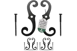 Renovators Supply Manufacturing Shutter Dogs 6.5" Black Cast Aluminum S Shaped Shutter Dogs with Mounting Hardware Pack of 3