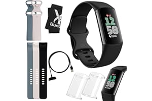 Y&R BUNDLES Fitbit Charge 6 Bundle - Fitbit Fitness Tracker Health Watch with 2 Screen Protectors, Extra Bands and Cloth - Fit Bit Smart Watches for Women & Men with Heart Rate Monitor, GPS and Activity Tracker