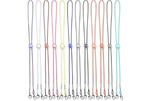 12-Color Pack Unisex Adjustable Length Face Mask Elastic Lanyard Strap, Convenient Neck Cord Slider Retainer Pressure Relief 