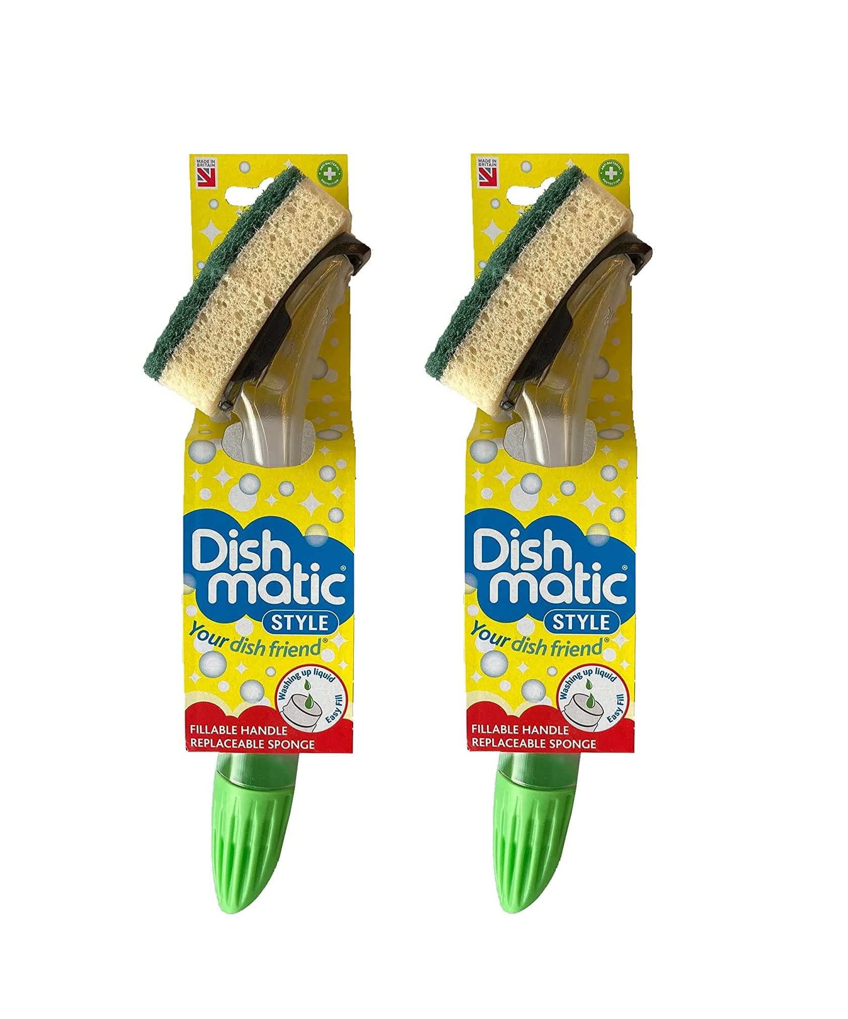 2XThe Dishmatic Washing Up Brush plus Heavy Duty Sponge