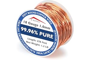 D.MATIALL Copper Wire 99.95% Pure – 18 Gauge 1.0mm – 256 Feet, 1.2 Pound Spool – C11000 Soft Copper Wire Craft Wire for Gardening, Electroculture, Jewelry Making, Beading, Ground Wire & DIY (18 Gauge, 1.2 LB)