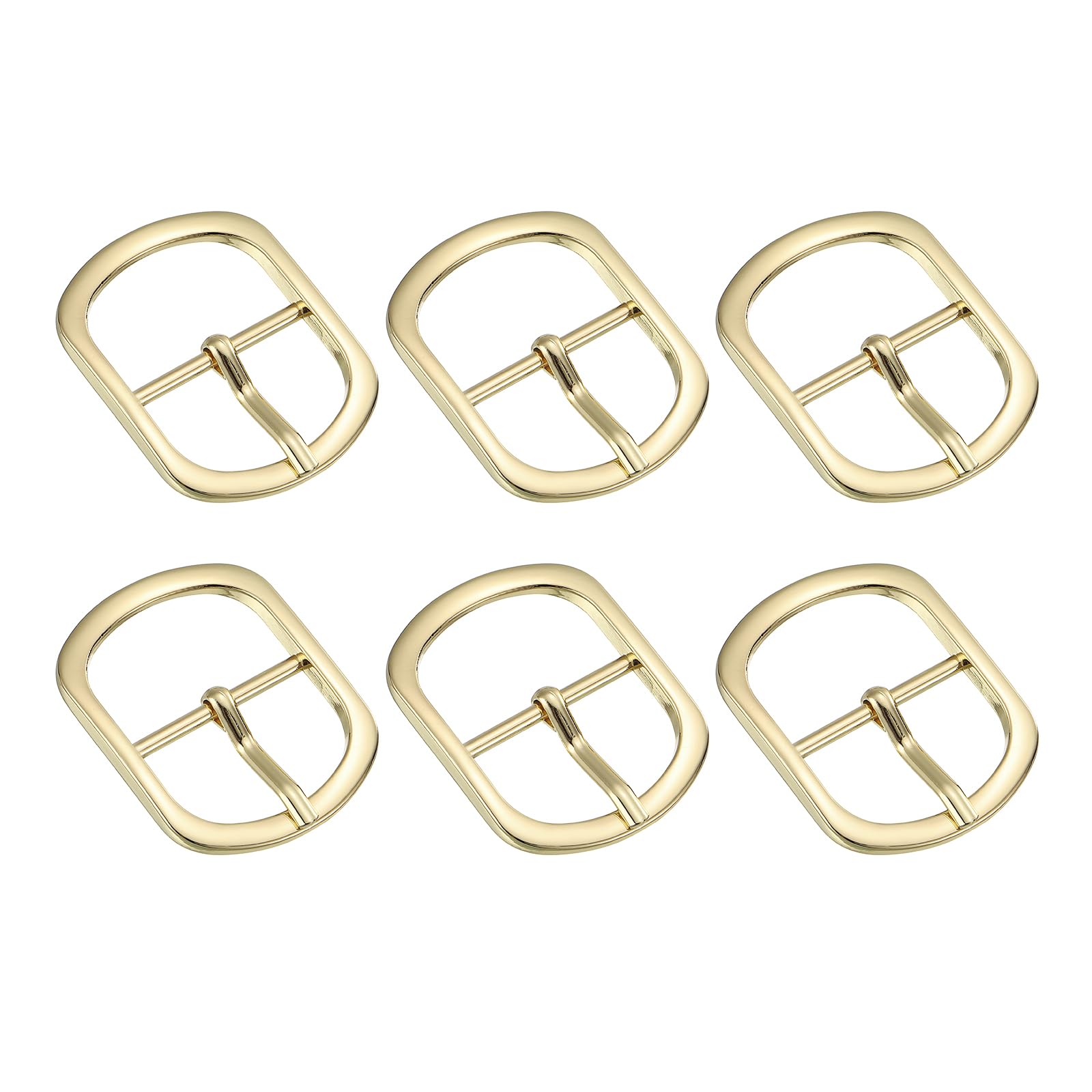 Uxcell 6Pcs 0.98" Metal Roller Buckle, Single Prong Belt Buckle Oval Center Bar Buckles for Leather Craft Accessories, Light Gold