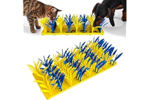 VirgoCCY Silicone Grass Mat for Cats & Dogs, Snuffle Mat for Dogs Cats, Slow Feeder Dog Bowl, Interactive Sniff Foraging Mats for Dog Cat Pet, Nosework Training Foraging Pad- Blue & Yellow2