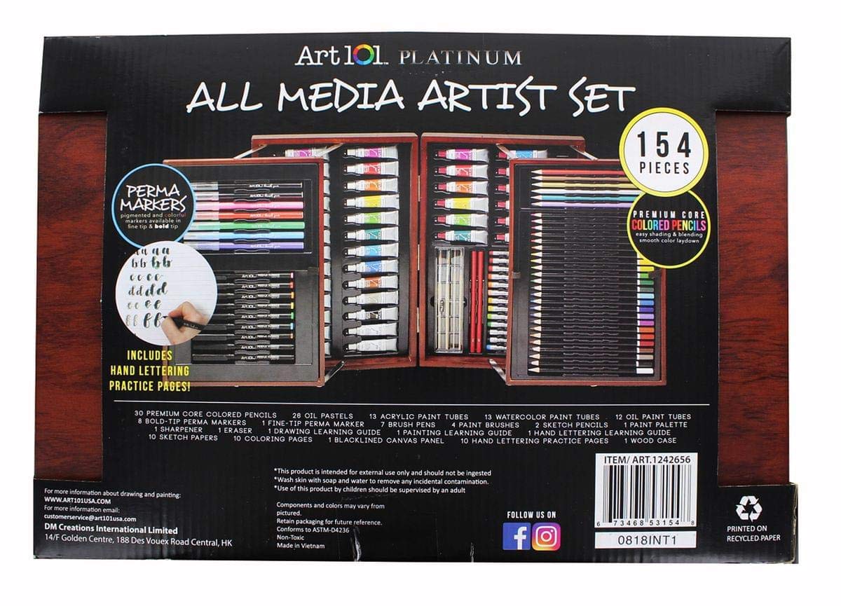 Download Art 101 Platinum All Media Artist Set With Wood Case 154 Pieces Buy Online In Fiji At Fiji Desertcart Com Productid 117085672
