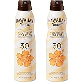 Hawaiian Tropic Weightless Hydration Clear Spray Sunscreen SPF 30, 6 oz | SPF 30 Sunscreen Spray, Sunblock, Oxybenzone Free, 6 oz each Twin Pack