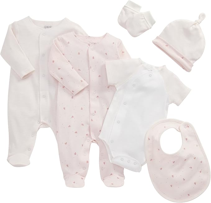 Mamas and Papas Baby Girls 024m 6 Piece Gift Clothing Set, Pink, 03