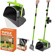 Pupzle Dog Pooper Scooper with Bag Attachment, 40" Long Handle Pooper Scooper for Large Dogs Heavy Duty, Metal Dog Poop Scoop