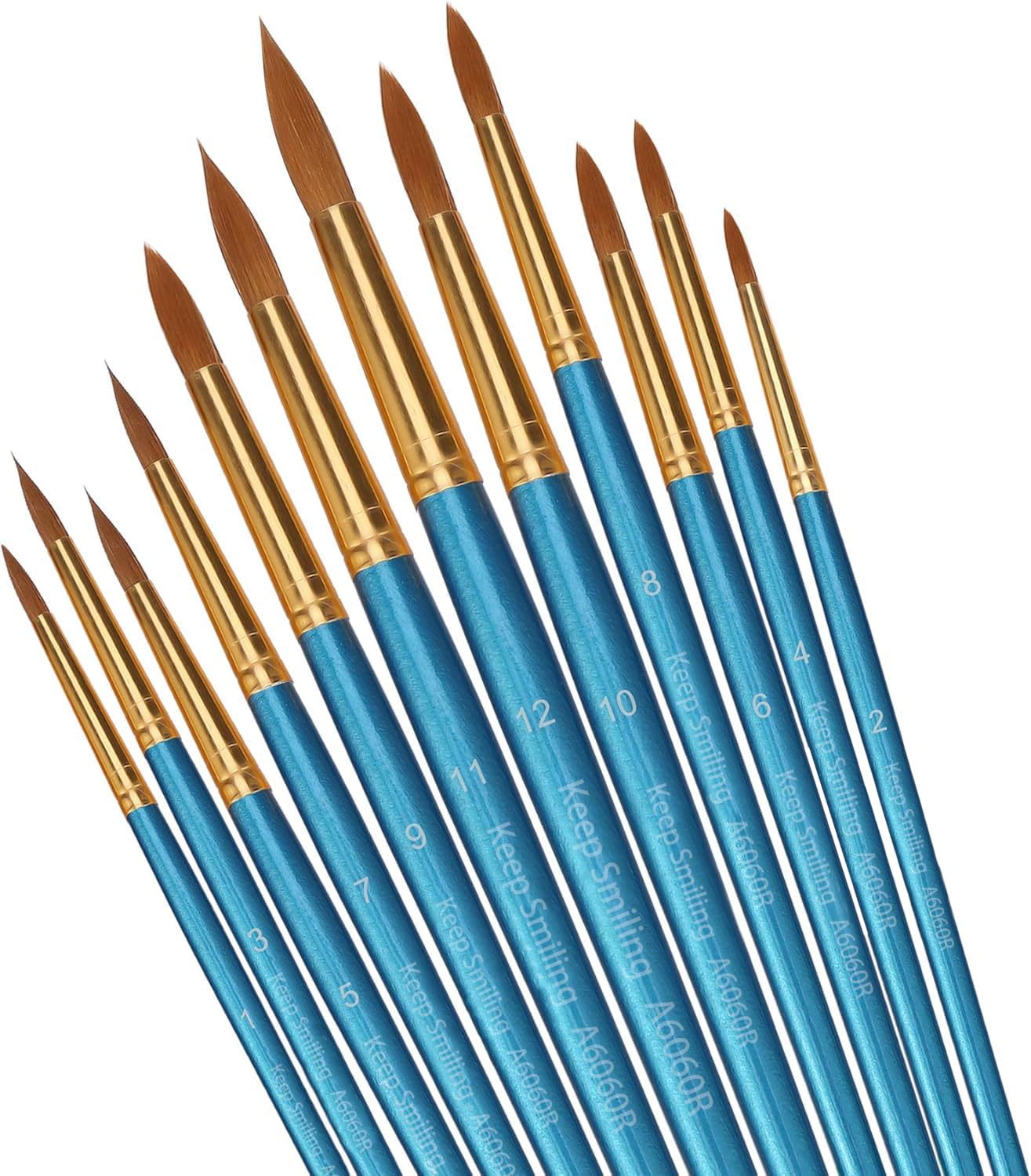 Paint Brushes 12 Pieces Set,Professional Paint Brush Round Pointed Tip Nylon Hair Artist Acrylic Brush for Acrylic Watercolor Oil Painting Body Paint (Blue)