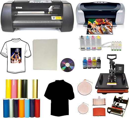 5in1 Combo Heat Transfer Press 14 Vinyl Cutter Plotter Printer Ciss Kit Ink Bundle Amazon Ca Home Kitchen