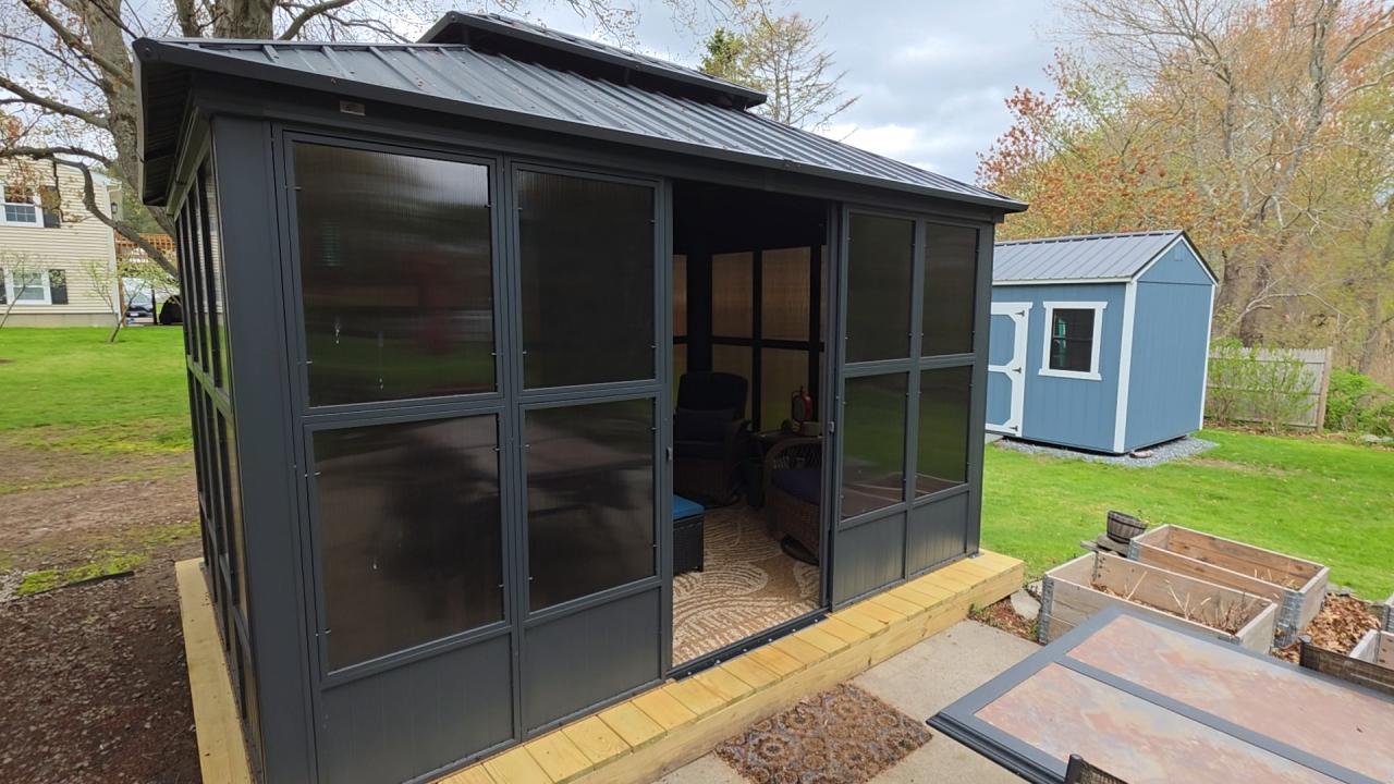 PURPLE LEAF 12' x 24' 4 Season Screened Gazebo with Solarium, Grey Aluminum Frame image 35