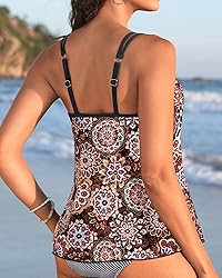 Womens Flowy Tankini Tops Only - Modest Bathing