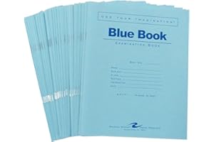 ROARING SPRING Exam Blue Books, 50 Pack, 8.5" x 7", 16 Sheets/32 Pages, Wide Ruled with Margin, Proudly Made in the USA